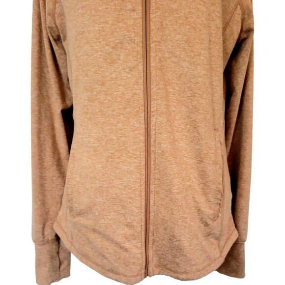 Womens medium "Recreation" burnt orange athletic stretchy high low zip-up hoodie - Picture 3 of 9